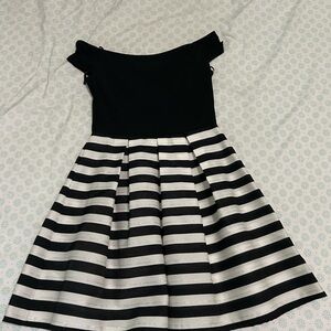 City Studio Black and White Striped Kids Dress